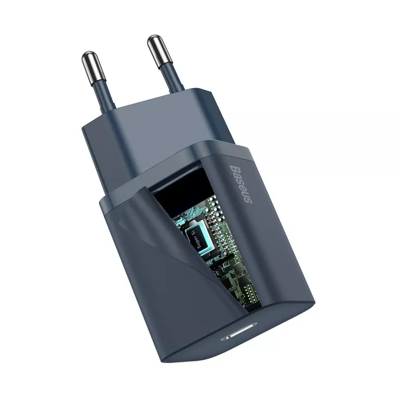 Cargador Baseus Super Si con cable USB-C a Lightning 20W azul