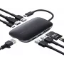 Dock para portátil AUKEY CB-C71 — 3x USB-C (USB 3.2 Gen1), HDMI, RJ-45, MicroSD, USB PD 100 W, cable de 0,15 m, negro
