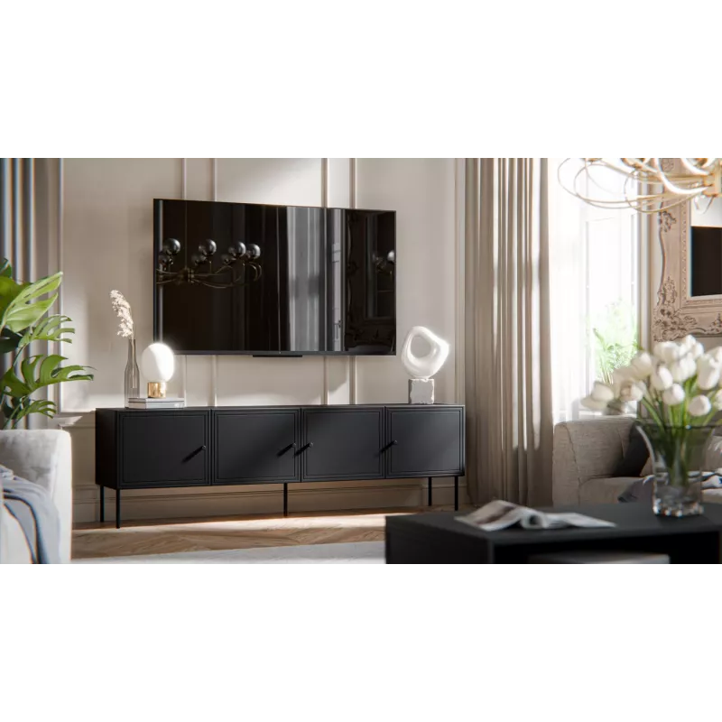 Mueble RTV 4D Cama PALAZZO BIS 201x40x60 negro mate