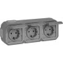 Legrand Plexo nuevo APWG 069743L Toma de corriente Schuko 3 tomas IP44 Gris 5 (069743L)