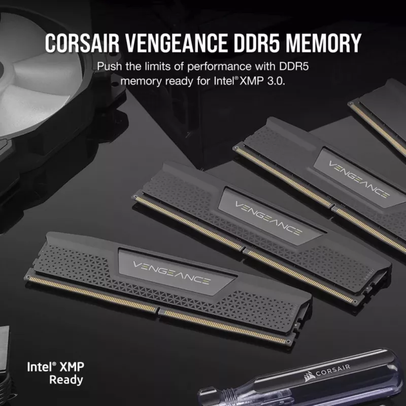 DIMM 96 GB DDR5-5600 (4x 24 GB) kit cuádruple, memoria RAM negra, CMK96GX5M4B5600C40, Vengeance, INTEL XMP