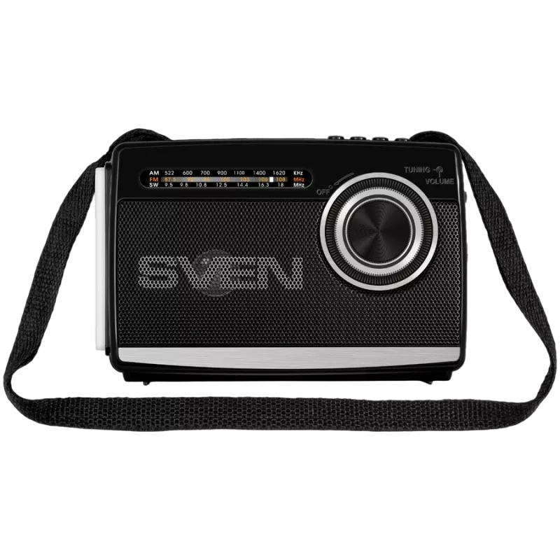 Altavoz SVEN SRP-155, negro (3W, Bluetooth, FM/AM/SW, USB, microSD, linterna, batería)