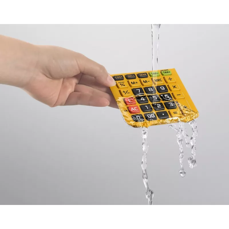 Calculadora de oficina impermeable Casio WM-320MT-S, pantalla de 12 dígitos, teclado extraíble, IP54, solar y pila, 108,5 x 168,5