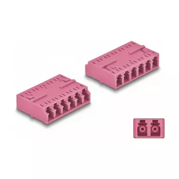 Acoplador de fibra óptica DeLOCK HD LC Hexaplex conector hembra a conector hembra LC Hexaplex violeta