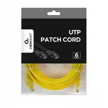 Cable de red GEMBIRD PP6U-5M/Y – Cat6 U/UTP, RJ-45 a RJ-45, 5 m, amarillo