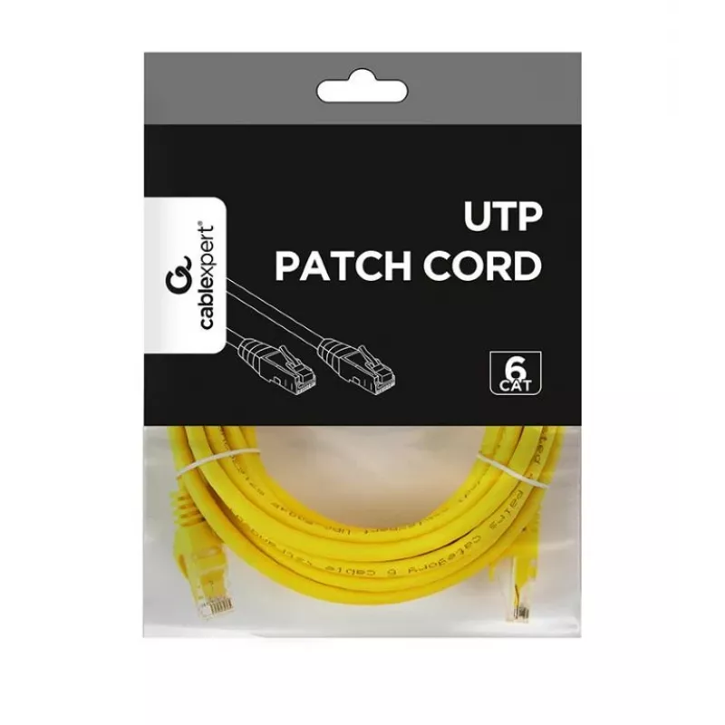 Cable de red GEMBIRD PP6U-5M/Y – Cat6 U/UTP, RJ-45 a RJ-45, 5 m, amarillo