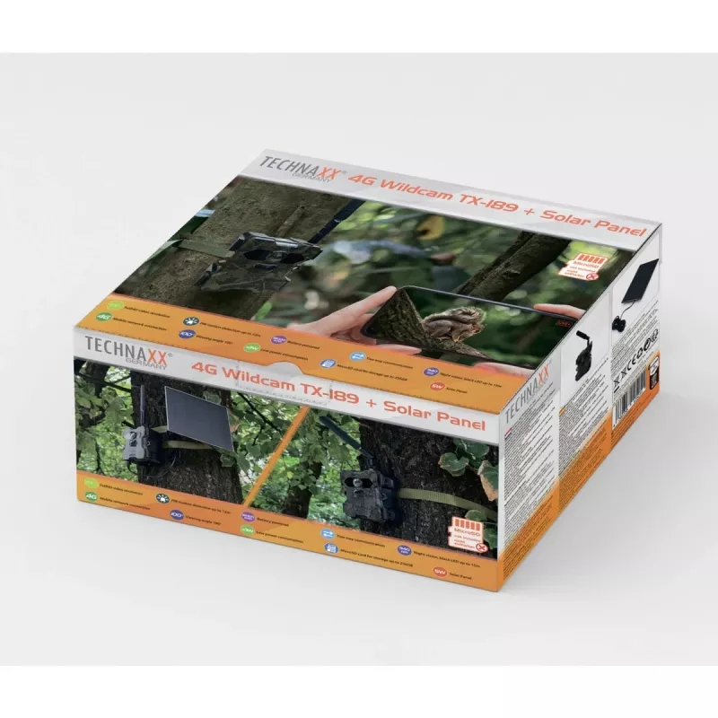 Cámara de exterior Technaxx 4G Wildcam TX-189 4MP CMOS Panel solar