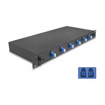 Caja de empalme de fibra óptica DeLOCK 66997 negra metal 482x220 mm