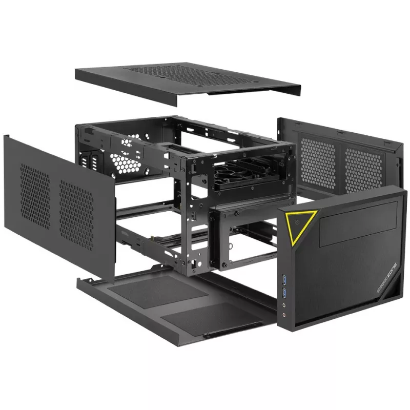 Caja de PC Sharkoon SHARK ZONE C10 Mini-ITX negra, amarilla