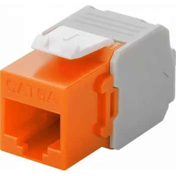 Wentronic Goobay CAT 6a KeyStone conector hembra RJ45, no apantallado, 500 MHz, naranja-blanco (90690)