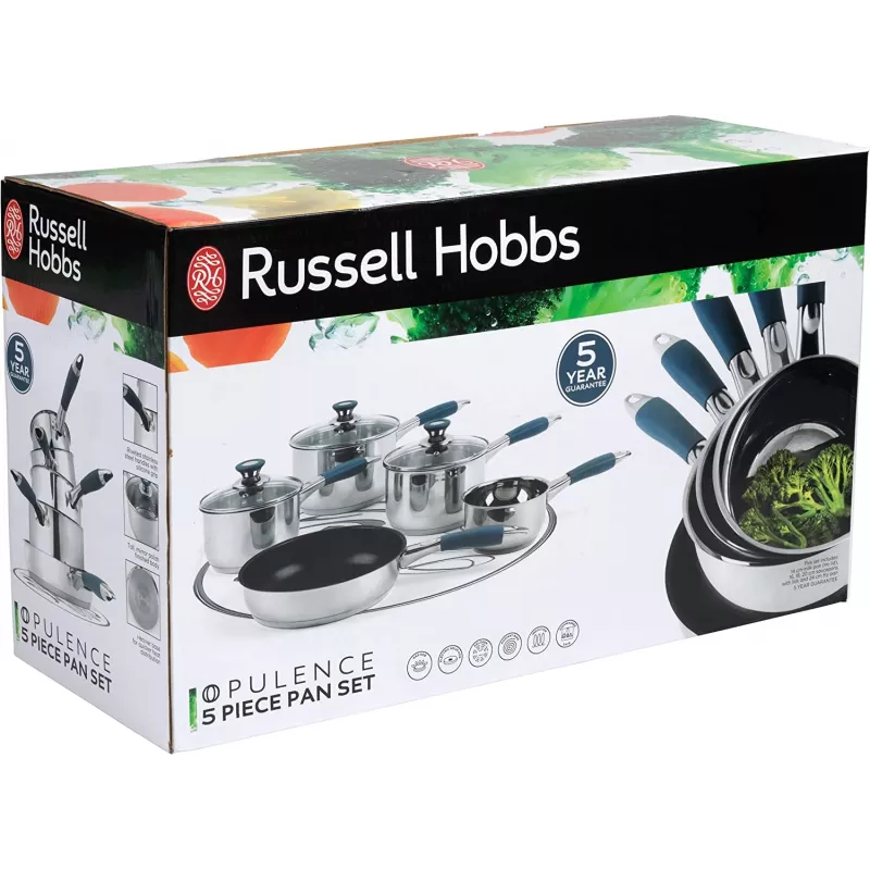Juego de ollas Russell Hobbs RH01179EU, 5 piezas, azul