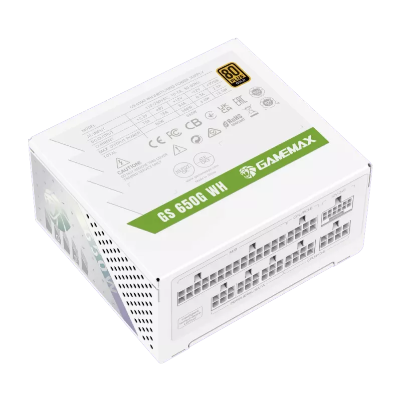 Fuente de alimentación Gamemax, 80 PLUS, Gold | GS 650G WH | 650 W