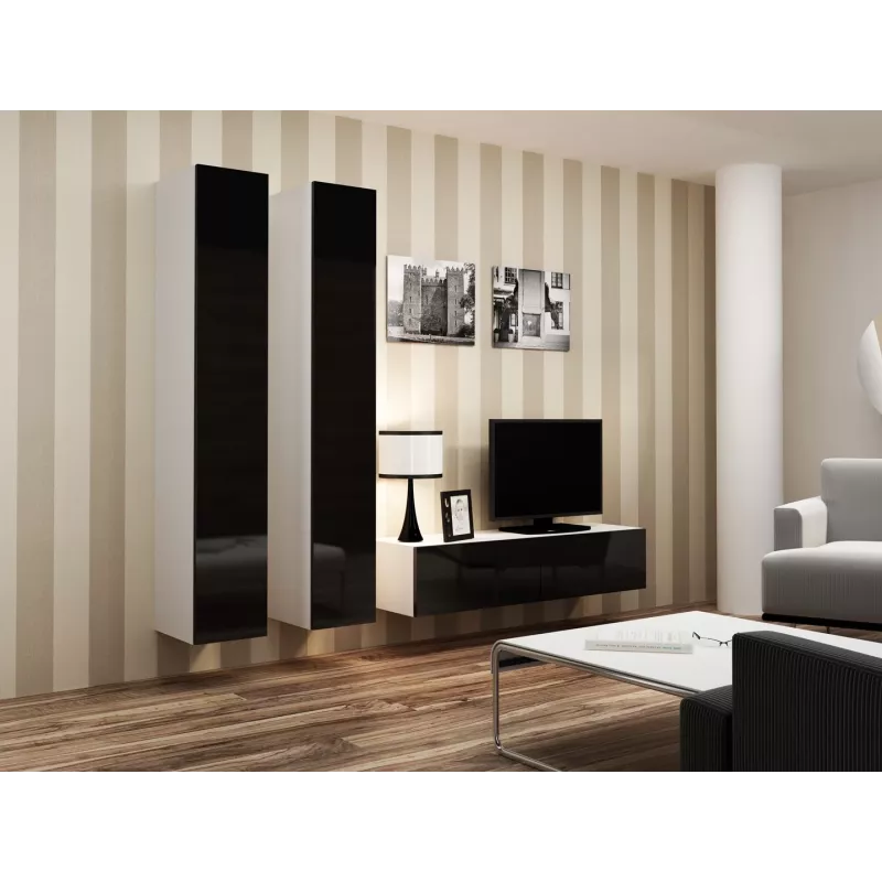 Armario cerrado Cama VIGO '180' 180/40/30 blanco/negro brillo