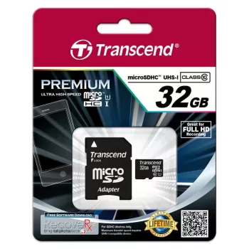 MEMORIA MICRO SDHC 32GB CON ADAPTADOR/CLASS10 TS32GUSDU1 TRANSCEND