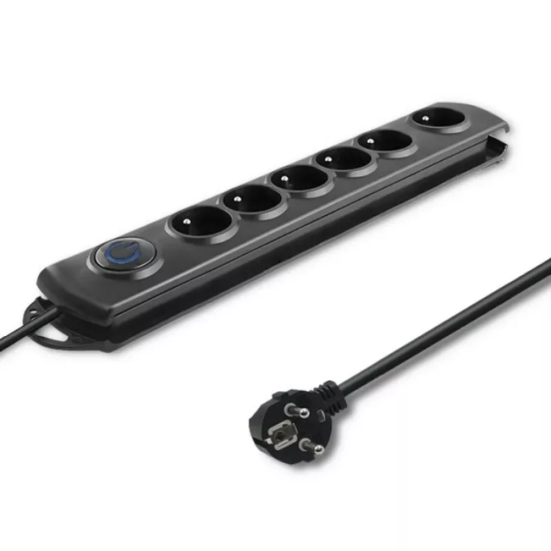 Protector contra sobretensiones Qoltec 50112 negro 6 tomas AC 230V 3m
