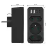 Regleta de enchufes MACLEAN MCE248 F/B — 3 tomas AC (1x16A, 2x6A) y 4 puertos USB (2xUSB‑A, 2xUSB‑C PD 20W), conector EU, negro