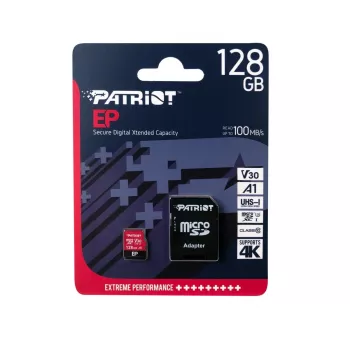 Tarjeta microSDXC PATRIOT 128 GB Clase 10 U3 V30, lectura 100 MB/s, escritura 80 MB/s, microSDXC