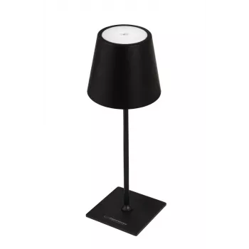 Lámpara de escritorio LED Esperanza ELD119K negra — 3W, 4000K, 200 lm, USB-C, batería 2400 mAh, 400 mm de altura