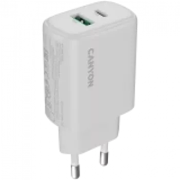 Cargador CANYON OnCharge 250 25W 1xPD 1xQC EU blanco