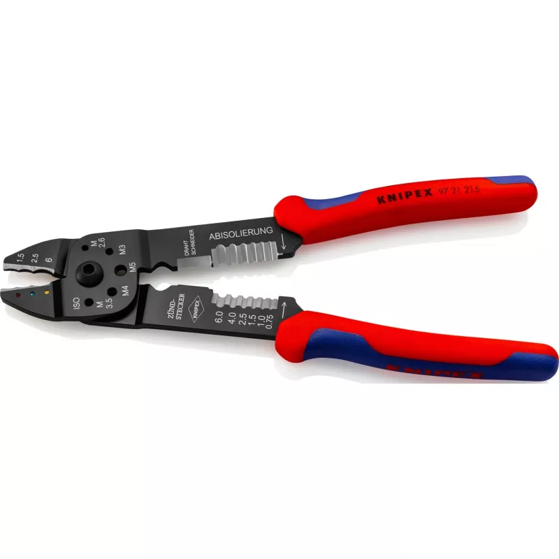 Knipex 97 21 215 alicate crimpador herramienta de crimpado negro, azul, rojo