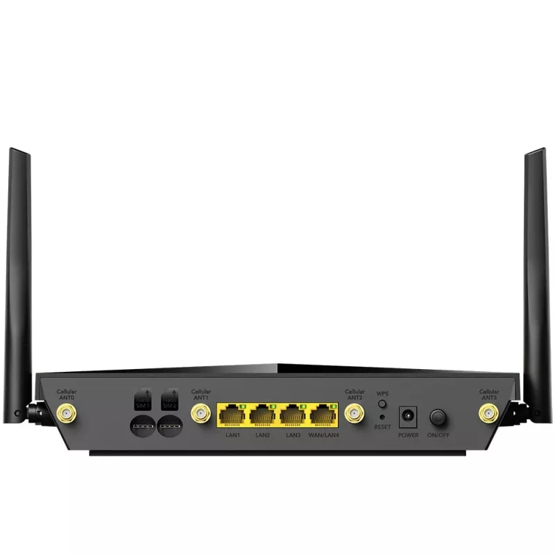 Router WiFi de sobremesa Cudy P5 — Wi‑Fi 6 de doble banda, 5G Sub6, Dual NanoSIM, Gigabit Ethernet, 6 antenas extraíbles, 256 MB RAM