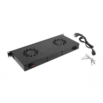 Panel de ventiladores LANBERG AK-1502-B, rack 1U, 2 ventiladores, 230V, 38W, 483×44.5×192 mm, negro