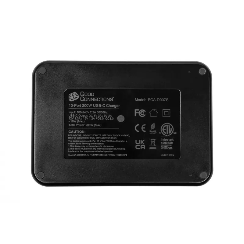 Alcasa PCA-D007S Cargador para dispositivos móviles Tablet Negro AC Carga rápida Interior
