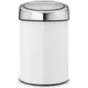 Cubo de basura BRABANTIA Touch Bin 3 l blanco (modelo 36 44 88) — pequeño cubo de basura sin pedal para un desecho higiénico