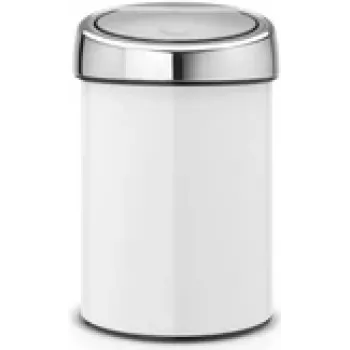 Cubo de basura BRABANTIA Touch Bin 3 l blanco (modelo 36 44 88) — pequeño cubo de basura sin pedal para un desecho higiénico