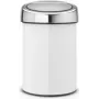 Cubo de basura BRABANTIA Touch Bin 3 l blanco (modelo 36 44 88) — pequeño cubo de basura sin pedal para un desecho higiénico