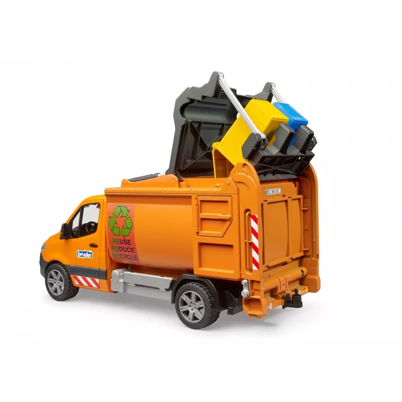 Vehículo de modelo BRUDER MB Sprinter camión de basura BR-02682, réplica de juguete a escala
