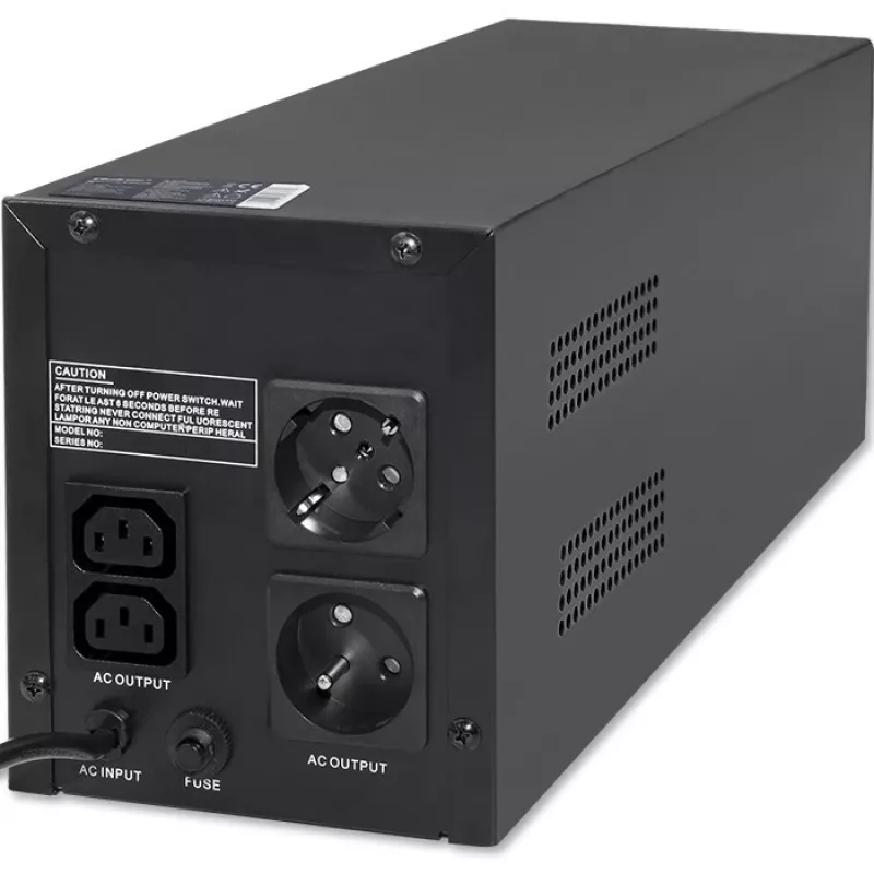 Qoltec Monolith 53775 SAI Line-Interactive, 1200 VA (1,2 kVA) / 720 W, AVR, 4 tomas AC, negro