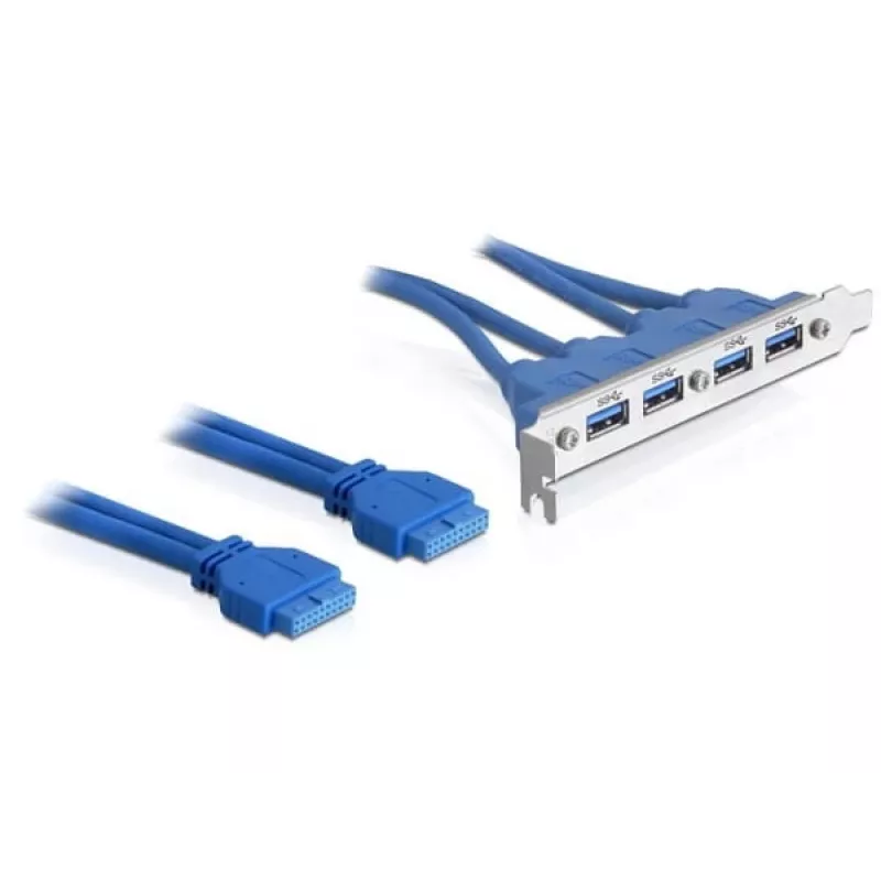 Chapa de ranura DeLOCK USB3.0 Pin Header 19 Pin 2 x Internal > 4 x USB3.0-A Socket external - Chapa de ranura (82974)