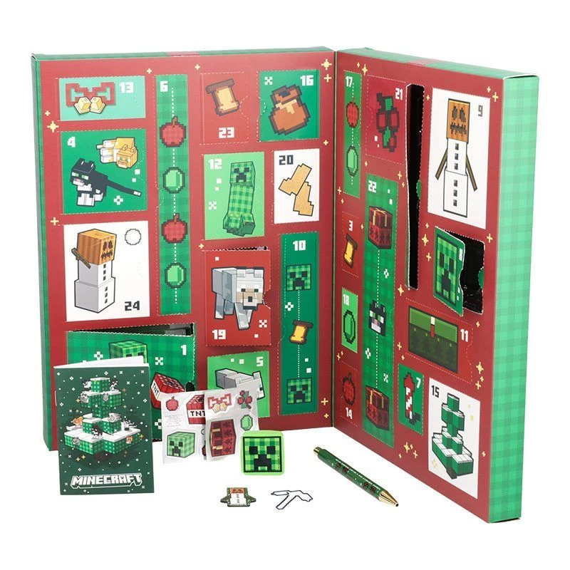 Calendario de adviento Paladone Minecraft Papelería 24 días – set de papelería con 24 artículos sorpresa