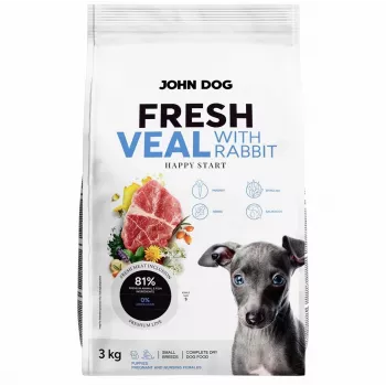 Pienso seco para perros John Dog Puppy Fresh ternera con conejo 3 kg