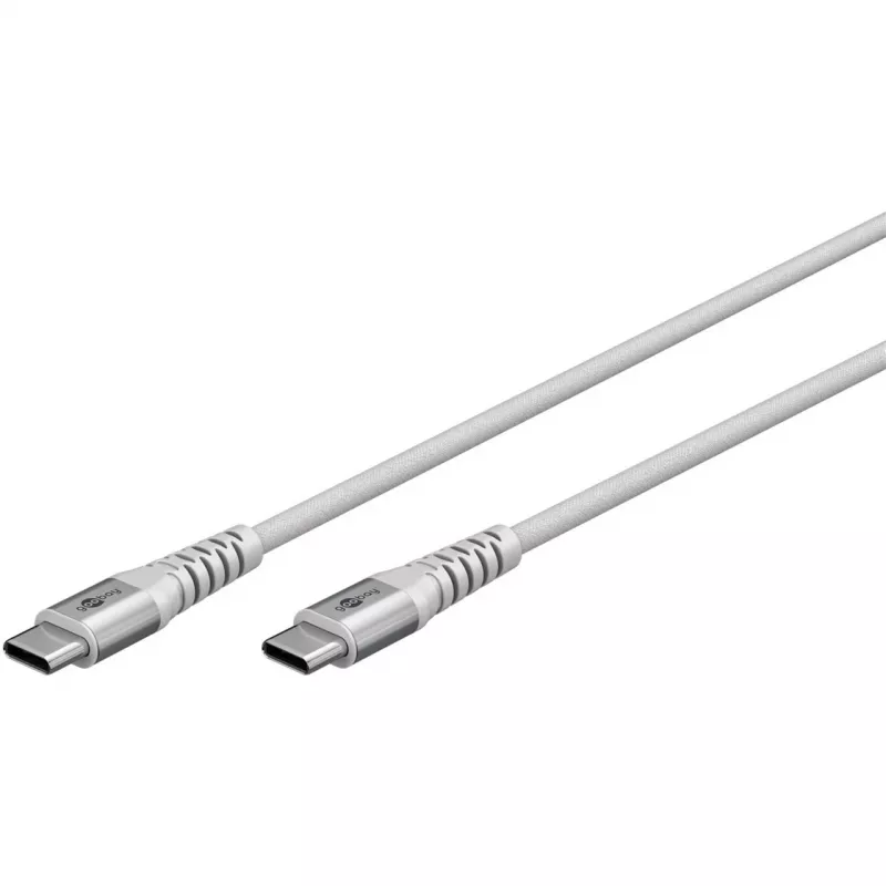 Cable USB 2.0 trenzado súper suave, conector macho USB-C > conector macho USB-C (blanco, 3 metros)