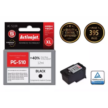 Cartucho de tinta ActiveJet AC-510R negro — compatible Canon, a base de pigmento 12 ml, alto rendimiento (XL), pack individual