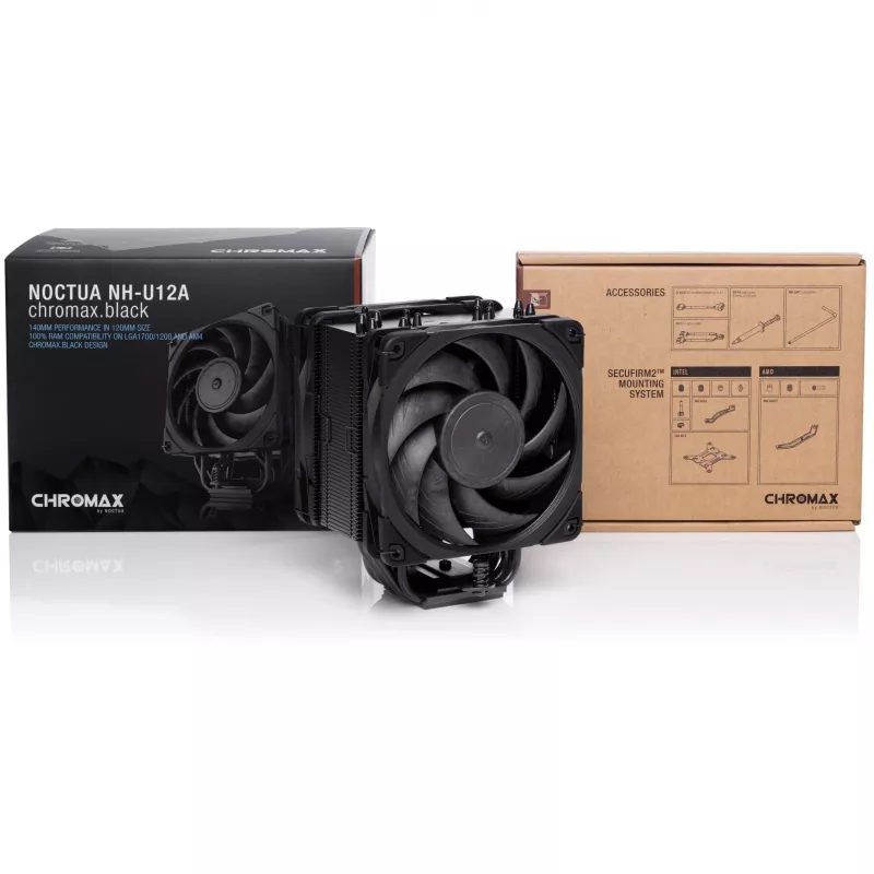 Noctua NH-U12A CHROMAX.Negro disipador CPU