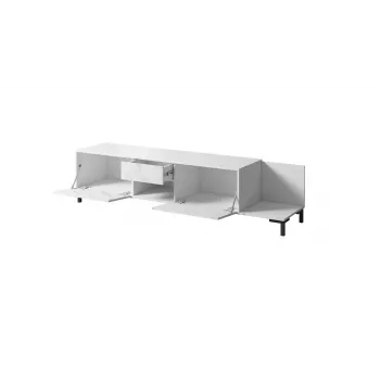 Mueble de TV Cama Meble MARMO 2D1S1K, 195x40x47,5 cm, blanco mate/superficie superior blanco mármol