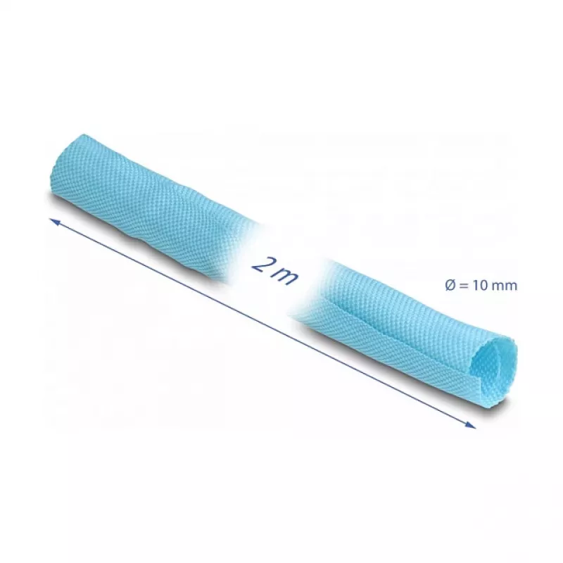 DeLOCK Funda de malla autoadhesiva resistente al calor 2 m x 10 mm azul