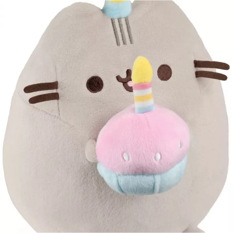 Peluche Pusheen de Pusheen — peluche de 24 cm con gorro de cumpleaños y tarta