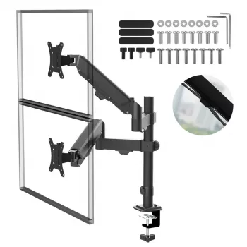 Soporte para 2 monitores Maclean, brazo de gas, 17-32 pulgadas, 2-10 kg, negro, MC-136