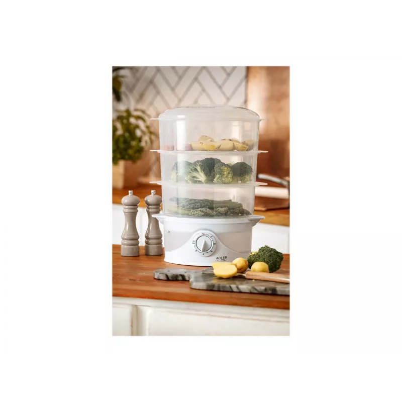 Vaporera Adler AD 633 3 cestas de libre instalación 800 W blanca