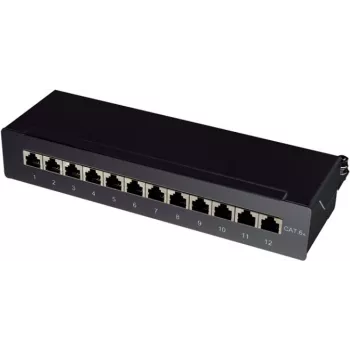 Logilink panel de parcheo de sobremesa/pared Cat.6A STP 12 puertos, negro (NP0019B)