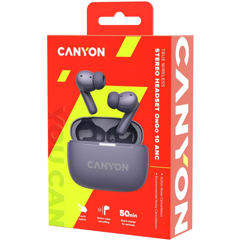 Auriculares con micrófono Canyon CNS-TWS10PL True Wireless Stereo (TWS) in-ear para llamadas/música/deporte/día a día USB Type-C Bluetooth violeta (CNS-TWS10PL)