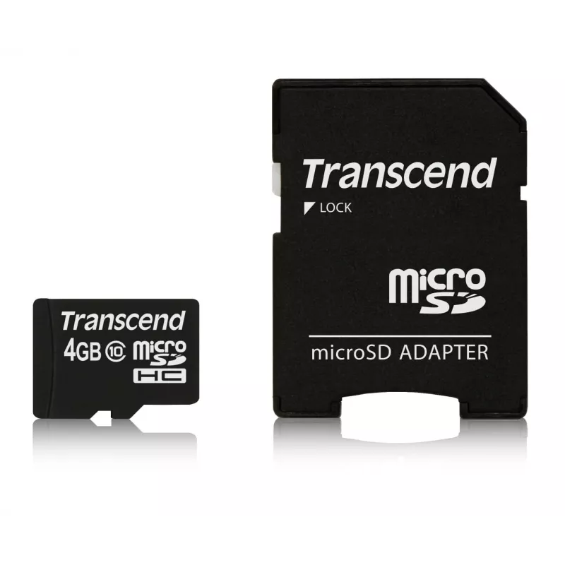 Tarjeta de memoria flash Transcend 4GB MicroSDHC Class 10 con adaptador