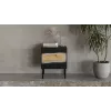 Mesita de noche Cama INSERTO, 2 uds., 50x40x61.5 cm, negro + LED