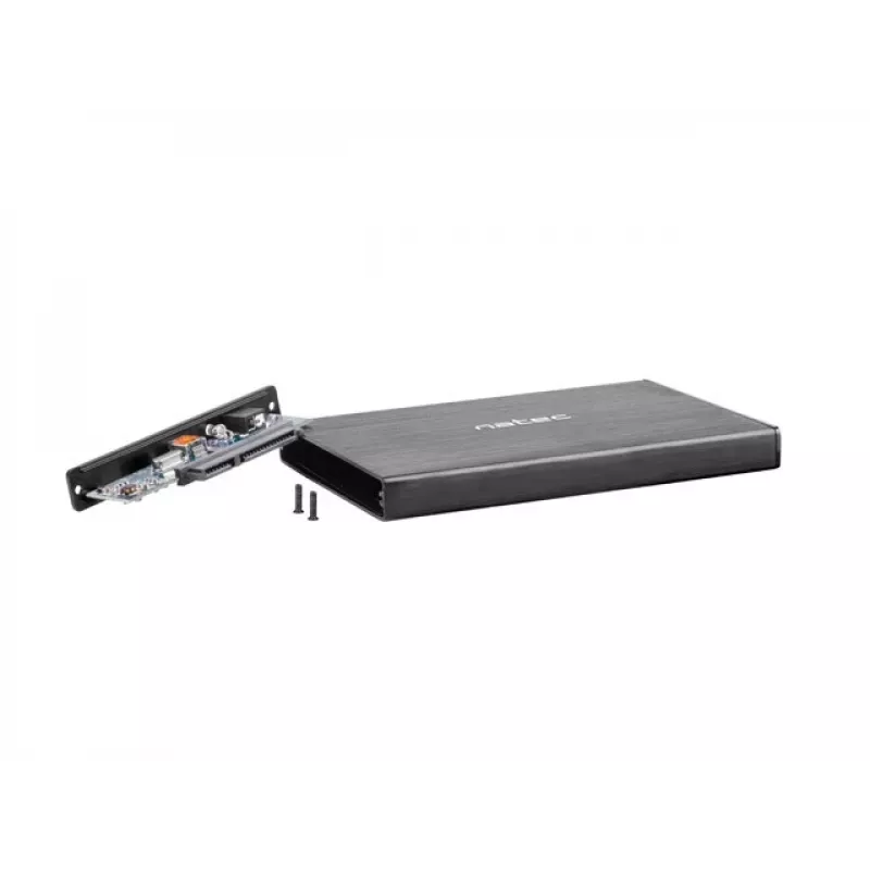 NATEC RHINO GO Carcasa USB 3.0 para HDD/SSD SATA de 2,5'', negro Aluminio