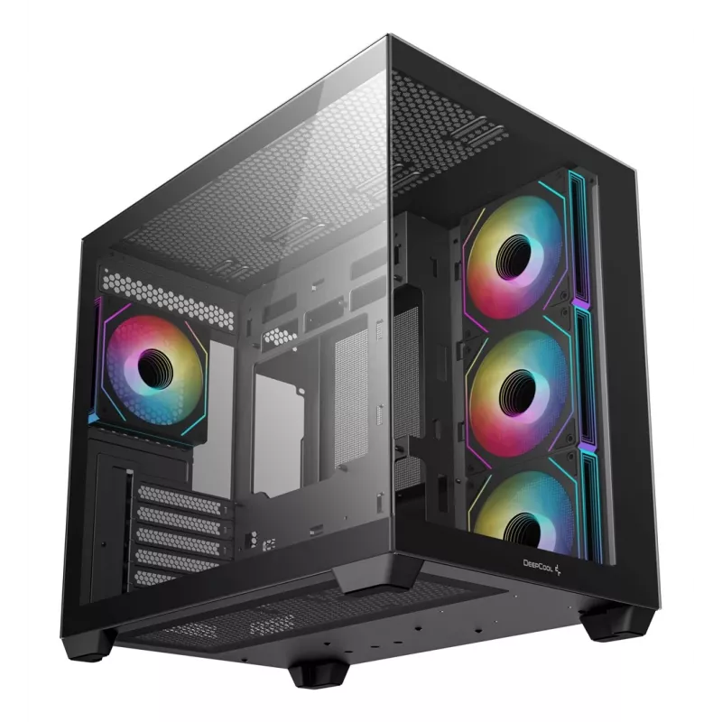 Caja de PC DeepCool CG530 4F semitorre negra — cristal templado, ATX/ITX/Micro ATX, 3 ventiladores de 120mm, USB-C