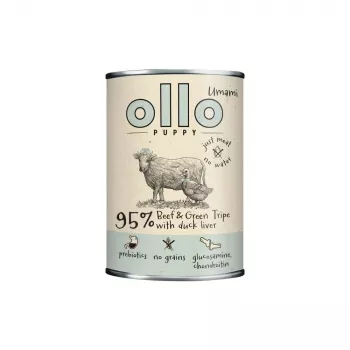 OLLO Puppy Umami Ternera y callos verdes con hígado de pato - comida húmeda para perros - 400 g